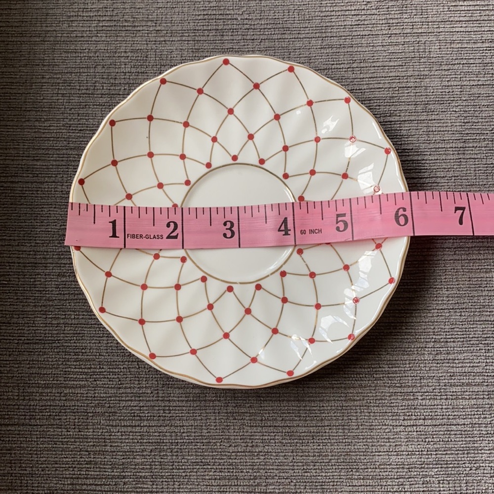 Grace Tea ware red polka dot/gold lines cup/saucer - Picture 6 of 8